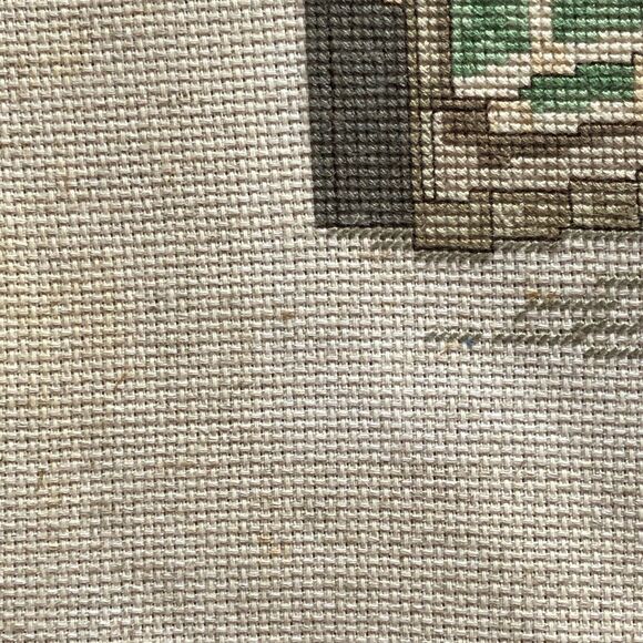 Needlepoint Picture Juells Antiques Shop Vtg Handmade 90 Unframed Cross Stitch - Picture 3 of 9